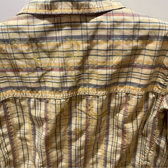 Mountain Hardwear Yellow Plaid Short Sleeve Button Up Shirt Men’s Sz M - Picture 4 of 9